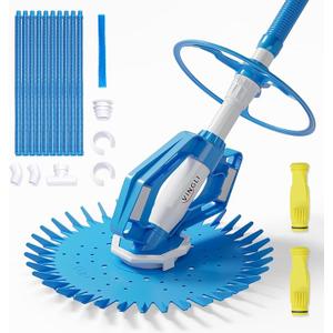 VINGLI Pool Vacuum Above Ground Indoor Outdoor Automatic Swimming Pool Cleaner Sweep Sweeper with 33FT Hoses (Light Blue) VINGLI Pool Vacuum Above Ground Indoor Outdoor Automatic Swimming Pool Cleaner Sweep Sweeper with 33FT Hoses (Light Blue)