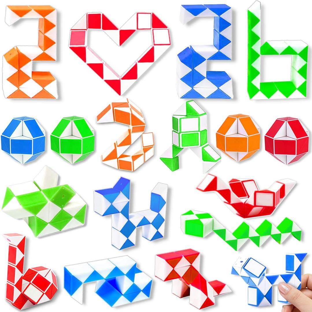 28 Pack Easter Basket Stuffers, Snake Twist Puzzle Toys for Kids Stress Relief Fidget Toys for Teens Kids Easter Gifts Basket Essential Easter Basket Stuffer Fillers Party Favor Classroom Reward