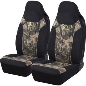 Mossy Oak High Back Camo Seat Covers, Airbag Compatible, Large Size to Fit Truck Seats - Made with Cotton & Suede Fabric - Official Licensed Product