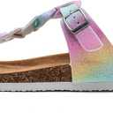 Torotto Boys Girls Cork Footbed Sandals Kids Flip Flops with Adjustable Braided Straps (Toddler/Little Kid/Big Kid) (Rainbow)