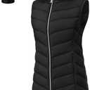 Womens Packable Puffer Vest Long Puffy Vest Bubble Winter Vest Hooded Vests Outerwear Lightweight (Black, L)