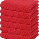 Homaxy 100% Cotton Waffle Weave Kitchen Dish Towels, Ultra Soft Absorbent Quick Drying Cleaning Towel, 13 x 28 Inches, 6-Pack, Red