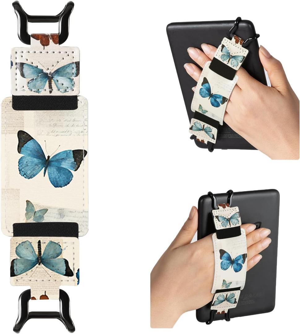 CoBak Secure Hand Strap for Kindle and Tablets - Versatile and Lightweight Kindle Strap for 6-7.5" Kindle/Kobo/Voyaga/Lenovo/Sony E-Book Tablet - High Elasticity, Butterfly