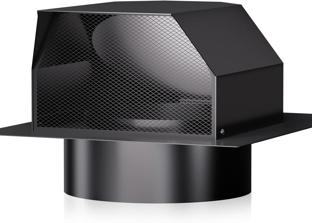 Hon&Guan 6 Inch Roof Vent Cap，Upgraded Airflow Roof Vents for Houses Watertight Galvanized Steel Roof Exhaust Vent for Ventilation System-with Damper