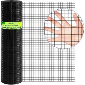 Hardware Cloth 1/2inch Black Vinyl Coated Wire Mesh 24" x 100' Welded Wire Fencing AWG17,PVC Coating Chicken Wire Fence,Welded Wire Mesh Roll for Garden Guard Fence Poultry Cage Net Fencing