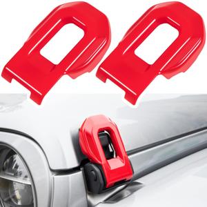Hood Latch Lock Catch Brackets Cover for 2018-2024 Jeep Wrangler JL JLU Unlimited Sports Freedom Sahara Rubicon Gladiator JT 2-Door & 4-Door Exterior Accessories Decoration (Red 2PCS)