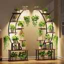 2 Pack Plant Stand Indoor with Grow Lights, 9 Tier Large Tall Plant Shelf | 64" Metal Lighted Plant Stands for Indoor Plants Multiple, Half-Moon Growing Rack Flower Display Holder for Living Room