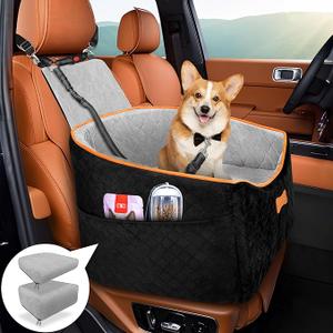 Dog Car Seat for Medium Small Dogs, 2 Cushion, for All Ages Pet Puppy Booster Car Seat, Washable Dog Carseat Travel Safety for Dogs 35 lbs, Black