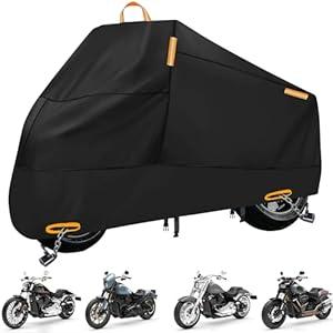 Motorcycle Cover All Season,Universal Weather Quality Waterproof Sun Outdoor Protection Scooter Shelter Tear Proof Night Reflective & LockHoles Storage Bag Fits up to 86.5" Motorcycles Vehicle