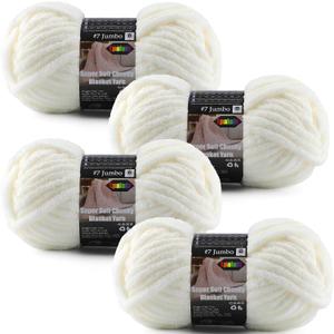 4-Pack Chunky Yarn for Crocheting Blankets & Big Projects - 14oz/152.8yd Total, Ultra Soft & Bulky Chenille Yarn, Perfect for Blankets, Amigurumi, Cream