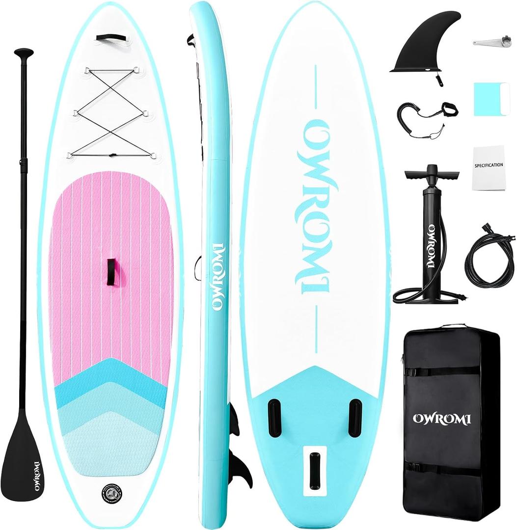 Inflatable Stand Up Paddle Boards with Premium SUP Paddle Board Accessories, Wide Stable Design, Anti-Slip EVA Deck for Youth & Adult