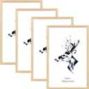 Yaetm 11x17 Wood Picture Frames Set of 4, Natural Solid Oak Wood Frame 11x17 for Poster and Wall Gallery, Wall Mount (4 pack, Oak)