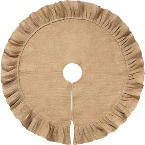 Tatuo 19.7 Inch Small Christmas Tree Skirt Decorations Fit 27~40 Inch Xmas Tree Linen Burlap Trees Skirt for Christmas Xmas New Year Party Holiday Family Winter Home Indoor Outdoor Decor (Linen Color)