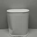 1.8 Gallons Small White Bathroom Trash Can with Lid, Slim Bathroom Garbage Bin, Removable Liner Bucket, Dog Proof Trash Can with Pop-Up Lid for Bedroom,Toilet