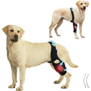 KitchMingle Dog Rear Leg Knee Brace with Side Stabilizers  ACL Support, Arthritis & Knee Dislocation Relief, Extra Stability, Warm Joints & Pain Reduction  Fits ≥7.5 Inches(L)