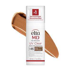 EltaMD UV Clear Tinted Face Sunscreen, SPF 46 Oil- Free with Zinc Oxide, Dermatologist Recommended, Stocking Stuffer (Deep Tinted 1.7 Fl oz (Pack of 1))