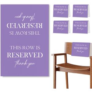 Reserved Seating Chair Signs, This Row Is Reserved Pew Cloths Seating Placeholder for Church Pews, Purple Wedding Decorations for Reception Parties Celebrations Event (Purple, 4 PCS)