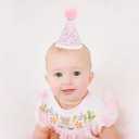 1/2 Birthday Hat for girls - Pink Half Birthday Crown, 1/2 Bday Party Decoration, Pink Gingham Style Bday Hat