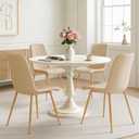 High Back Upholstered Dining Chairs Set of 4, Beige