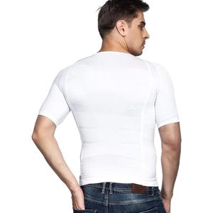 Odoland Men's Compression Shirt, Short Sleeve Shapewear Body Shaper, Slimming Shirt Tank Top Tummy Vest, Large