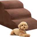 Dog Stairs for Small Dogs, 3 Tiers High Density Foam Dog Ramp, Extra Wide Non-Slip Pet Steps for High Beds Or Couch, Soft Foam Doggie Ladder for Dogs Injured, Older Pets, Small Cats