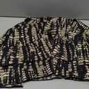 Floerns Women's Graphic Print Lantern Sleeve Button Shirt Dress Ruffle Hem Short Dress (Medium, Black Multi)