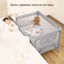 ANGELBLISS Baby Bassinet Bedside Crib, Pack and Play with Mattress, Diaper Changer, One-Push Setup Playards from Infants to Toddlers (Grey)