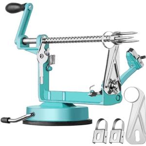 Apple Peeler Slicer Corer with Stainless Steel Blades and Powerful Suction Base for Apples Pears Potatoes(Blue) (Teal)