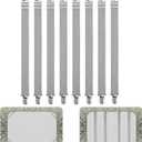 8Pcs Adjustable Bed Sheet Straps Clips, Elastic Mattress Sheet Fasteners Holder and Suspenders, Grippers to Hold Sheet, Mattress, Sofa, Couch, Table Cloth, Ironing Board Cover(Grey)