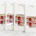 Christmas Press on Nails Short Square Black Fake Nails Glossy Glue on Nails Squoval Acrylic Nails Press on Xmas White Snowflake False Nails with Design Artificial Stick on Nails for Women 24 Pcs