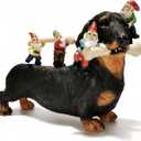 Sunthus Dachshund Garden Gnomes Statues Outdoor Funny Decorations Yard Weiner Decor (Black)
