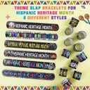 OPELETNNT 60 Pcs Hispanic Heritage Month Decorations Slap Bracelets Party Favors, Latin American Spanish Classroom Decorations Rewards Prizes School Supplies Decor(6 style)