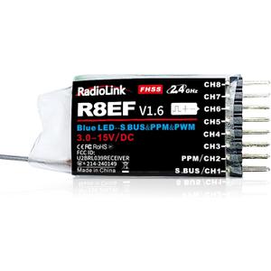 Radiolink R8EF 8 Channels 2.4GHz RC Receiver SBUS/PPM/PWM Long Range Control RX for Airplane Truck Robots Helicopter RC Transmitter T8FB/T8S/T12D/T16D/RC8X/RC4GS V3/RC6GS V3