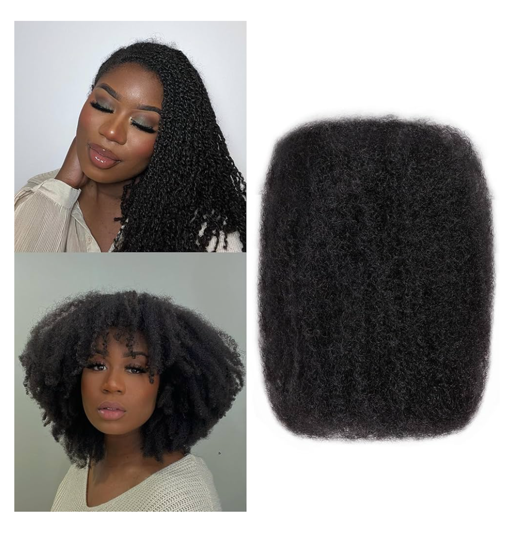 Afro Kinkys Bulk Human Hair For Braiding Afro Kinky-Curly Human Hair Bulk For Mini Twist Hair 22Inchs 50g/pack Bulk Human Braiding Hair For Micro Locs Extensions (1B, 22Inchs,50g/pack)