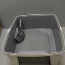 Amazon Basics Large Cat Litter Box with High Sides, Open Top, Includes Scoop, 19 x 15 x 11.75 inches, Grey/Beige