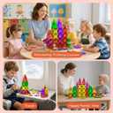 80PCS Mini Magnetic Tiles, Diamond Pattern Travel Magnetic Tiles Building Set with Case, Construction Toys for Kids 4-8 Portable Classroom Educational Learning Toddler Toys for Boys Girls Gift Ages 3+
