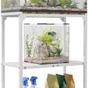 20 Gallon Aquarium Stand, Fish Tank Stand with Adjustable 3-Tier Storage Shelf, Heavy Duty Reptile Breeder Turtle Tank Terrarium Rack Table for Home Office, 24" L x 12" W x 32.2" H, White