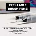 GenCrafts Watercolor Palette with Paper Pad 24 Premium Colors - 2 Refilable Water Brush Pens - 15 Sheets of Water Color Paper - Portable Painting