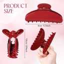 8 Pcs Large Acrylic Hair Claw Clips for Women Non slip Strong Hold Clamps for Thick and Thin Hair(Glossy,Red)