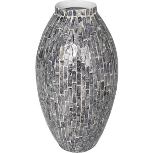 Deco 79 Mother of Pearl Shell Handmade Decorative Vase Mosaic Inspired Centerpiece Vase, Flower Vase for Home Decoration 8" x 8" x 15", Gray