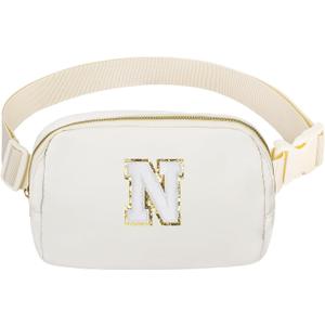 Birthday Gifts Christmas Personalized Gift for 4 5 6 7 8 9 10 11 12 13 14 Year old Girls Teen Sister Kid Initial Letter Fanny Pack Trendy Stuff Crossbody Bag White Letter N
