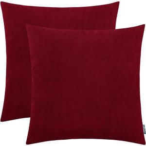 HWY 50 Burgundy Red Decorative Throw Pillow Covers Set 20x20 Inch for Couch Bed Bedroom Sofa, Velvet Soft Cozy Solid Throw Pillow Cases Cushion Cover Pack of 2 (20" x 20" (Pack of 2))