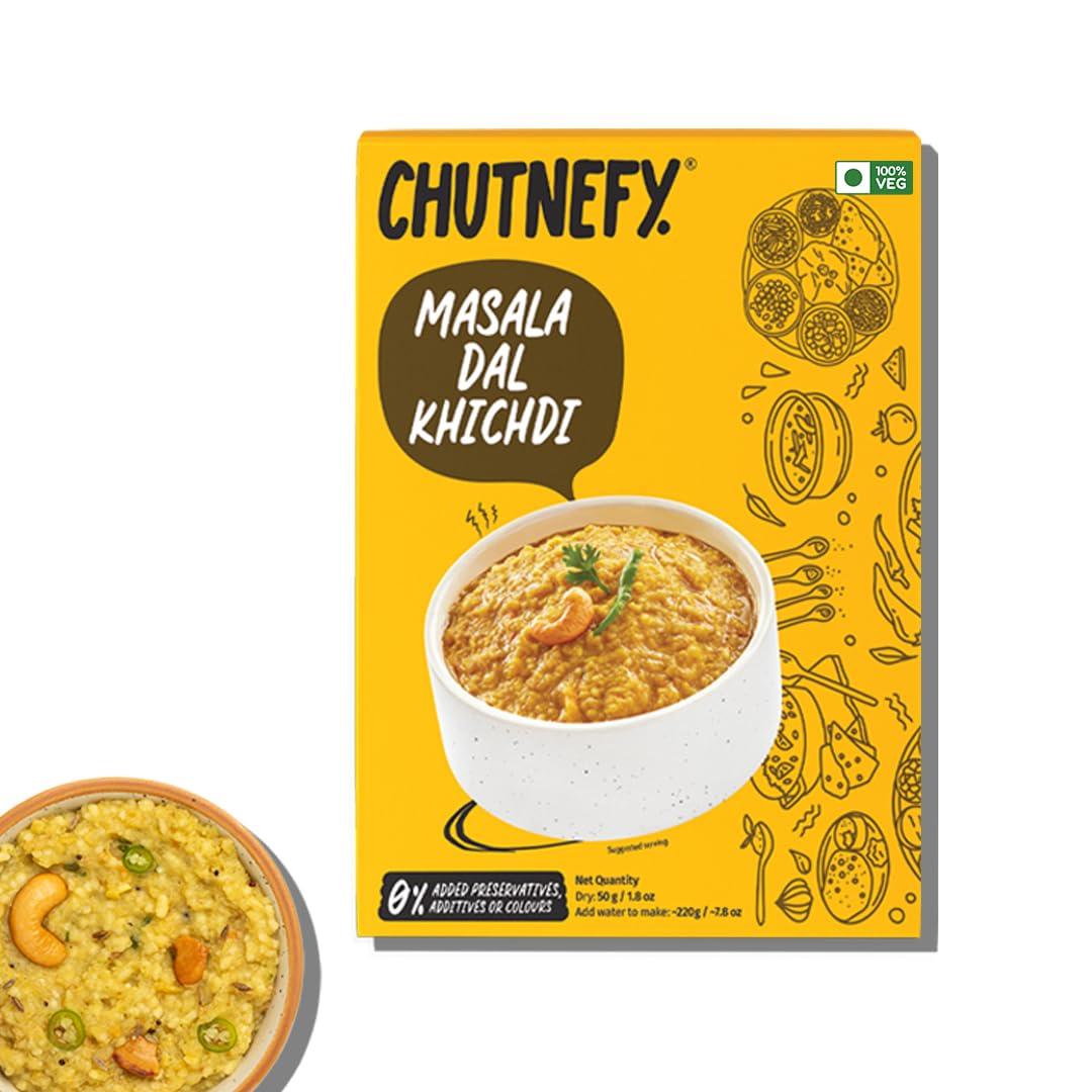 Chutnefy Masala Dal Kichidi (Loaded with Ghee and Nuts) | 1.8 oz (Dry) | Serves 1 - 2 (Add Hot Water to Make 7.8 oz) | Ready to Eat Instant Meal | No Cooking Needed | No Artificial Ingredients (EXP 09/01/26)