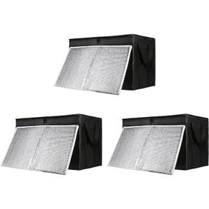 CIVJET Insulated Food Delivery Bag with Hard Bottom, XXX-Large Insulated Reusable Grocery Cooler/Hot Bags, Tote Bag for Shopping/Travel, Black, 3-Pack