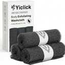 Yiclick Exfoliating Washcloth Towel- Exfoliating Body Scrubber Exfoliator, Back Scrubber for Shower Bath, Exfoliate Rags Wash Cloths, Loofah Lufa Sponge, Body Scrub & Exfoliation Women Men, Coal