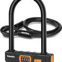 Bike Locks Heavy Duty Anti Theft, Combo Bike U Lock, 4-Digit Resettable Combination E-Bike Large U Shaped Lock with 5Ft Steel Cable for Electric Bike, Bicycle, Escooter, Motorcycle,Door