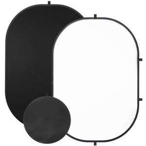 3x5ft/1x1.5m White Black Photography Backdrops, Double-Sided Pop Up Photo Background with Carry Bag Reversible Collapsible Backdrops for Photoshoot TikTok YouTube Video Live Streaming