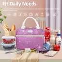 Lunch Bag For Women, Leakproof Glitter Lunch Box, Cute Lunch Tote Bag Adult, Large Capacity Insulated Reusable Cooler Lunch Containers for Work Travel Picnic or Office (Purple Bling Sparkle)