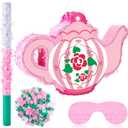 Lewtemi Tea Pot Piata for Birthday Party Colorful Piata with Stick, Blindfold, Confetti for Adults Birthday Baby Shower Party Supplies(Tea Pot)