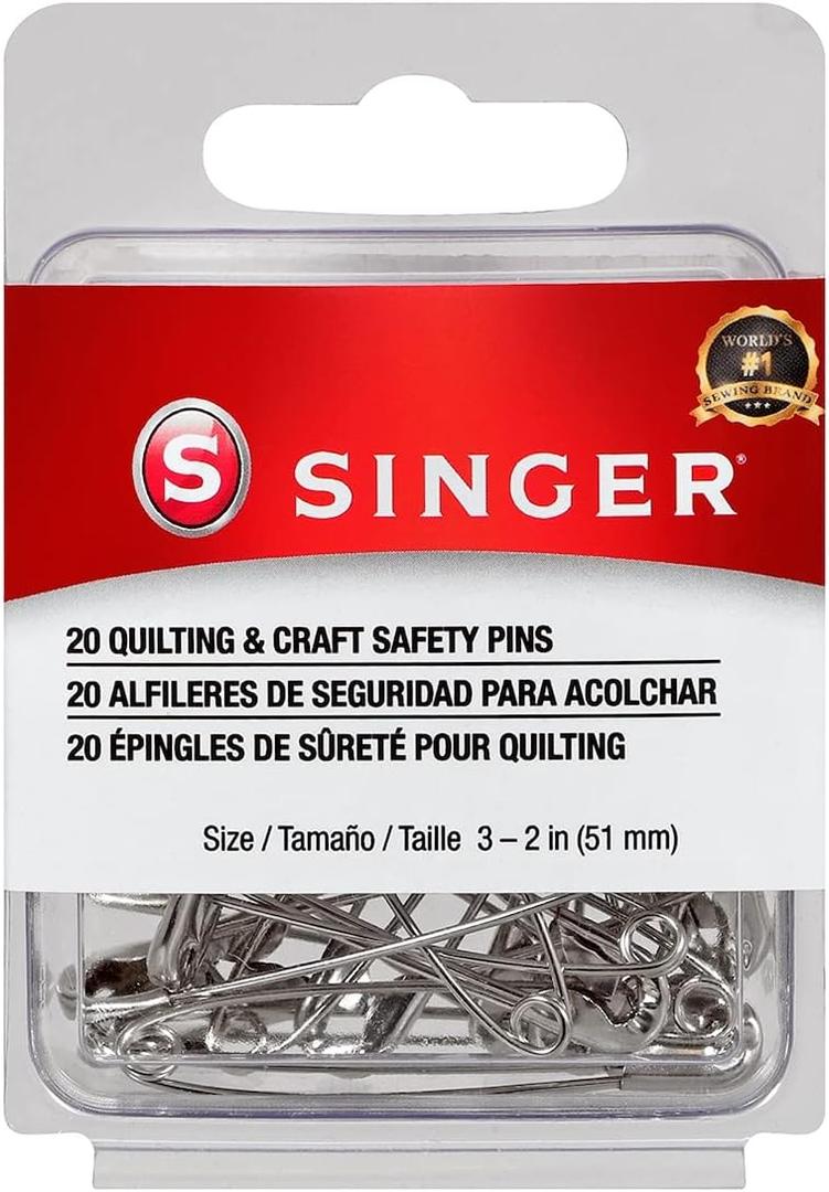 SINGER 00206 Quilting and Craft Safety Pins, Size 3, 20-Count,